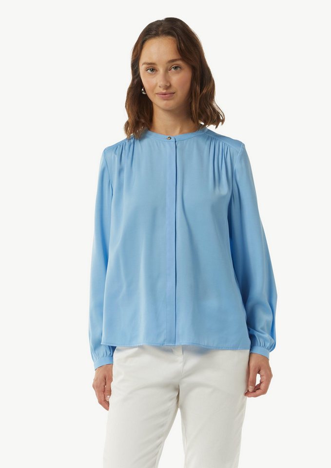 Comma Langarmbluse Satinbluse mit Raffung Raffung von Comma