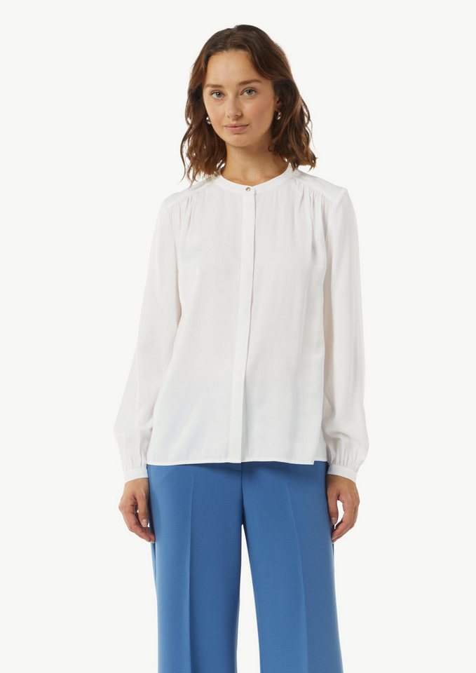 Comma Langarmbluse Satinbluse mit Raffung Raffung von Comma