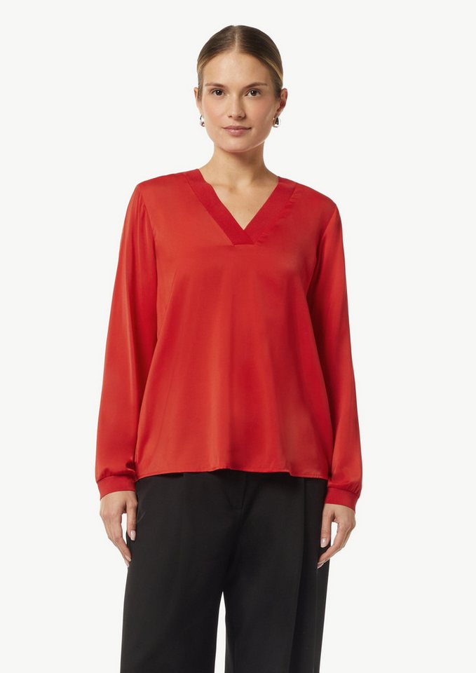 Comma Langarmbluse Satin-Bluse mit Rippbündchen Rippbündchen von Comma
