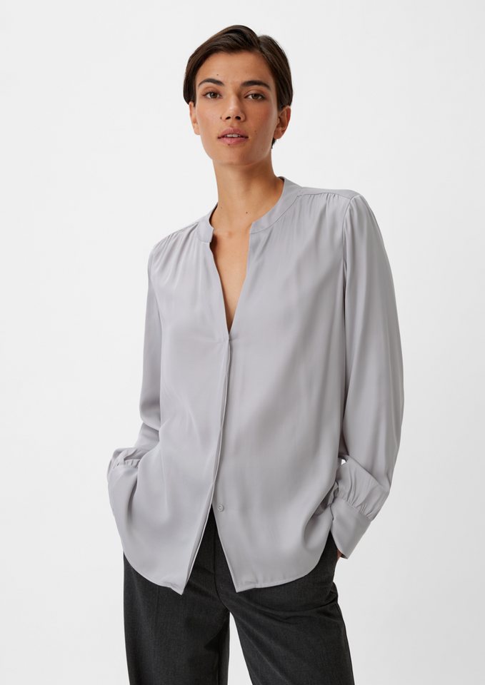 Comma Langarmbluse Satinbluse aus Viskosemix Raffung von Comma