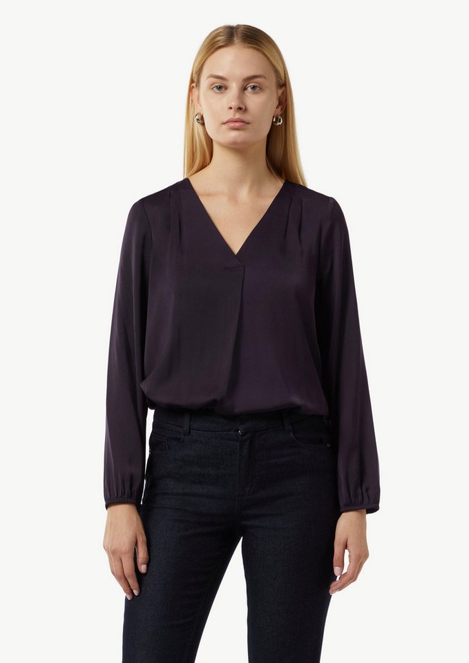 comma Langarmbluse Satinbluse mit V-Ausschnitt von comma