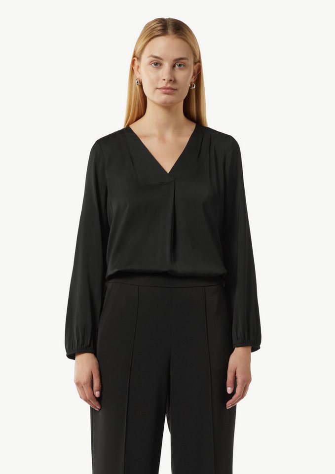 comma Langarmbluse Satinbluse mit V-Ausschnitt von comma