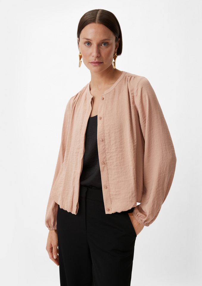 Comma Langarmbluse Satinbluse mit gerafftem Bund von Comma