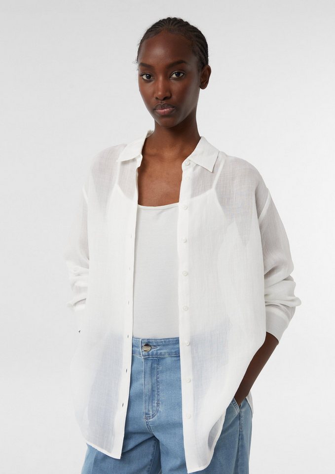 Comma Langarmbluse Semitransparente Ramie-Bluse in Oversize von Comma