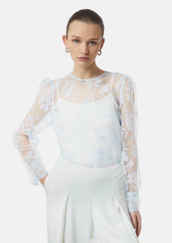 comma Langarmbluse Transparente Organza-Bluse mit floralem Muster von comma