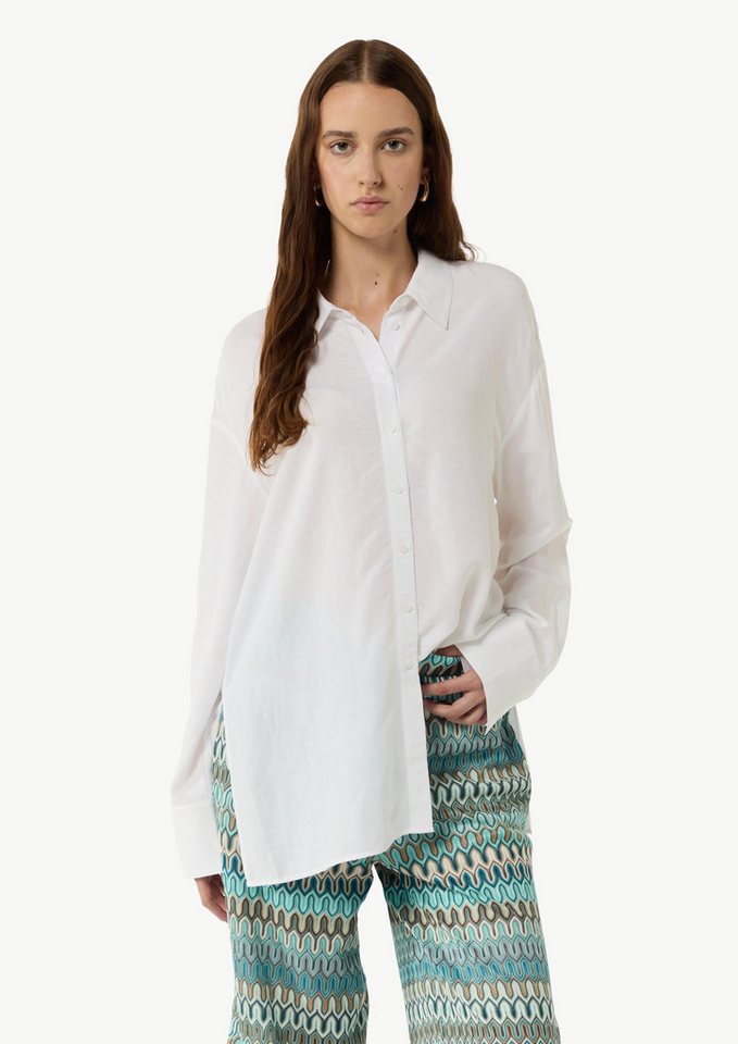 comma Langarmbluse Bluse Tunika-Bluse aus Viskose-Leinen-Mix von comma