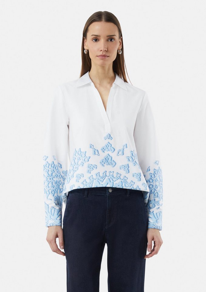 Comma Langarmbluse Tunika-Bluse mit platziertem Artwork Artwork von Comma