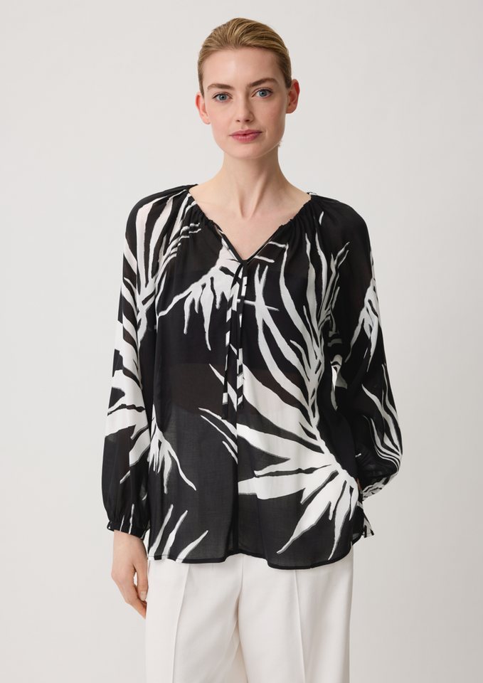 Comma Langarmbluse Viskosebluse mit All-over-Print von Comma