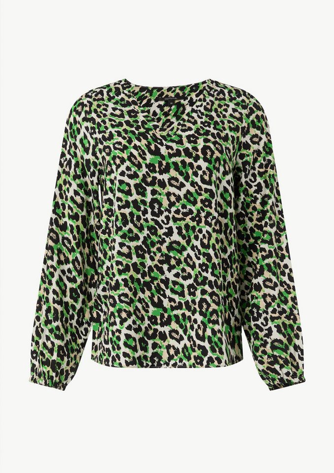 Comma Langarmbluse Viskosebluse mit Leo-Muster und V-Ausschnitt von Comma
