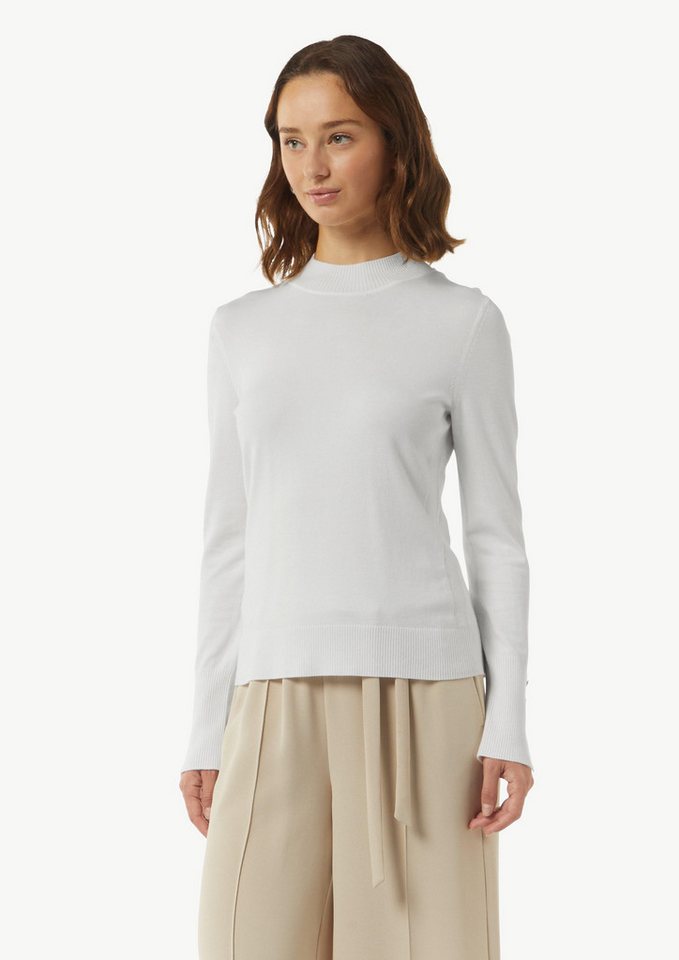 Comma Langarmshirt Feiner Strickpullover mit Zierknöpfen am Ärmel Zierknopf von Comma