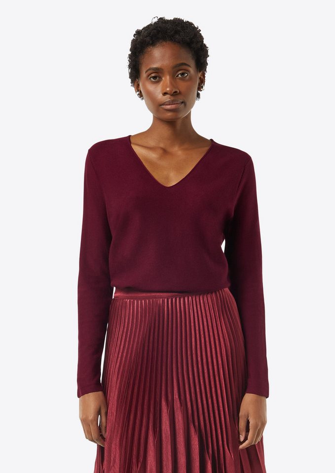 Comma Langarmshirt Feinstrickpullover mit seitlich geschlitztem Saum von Comma