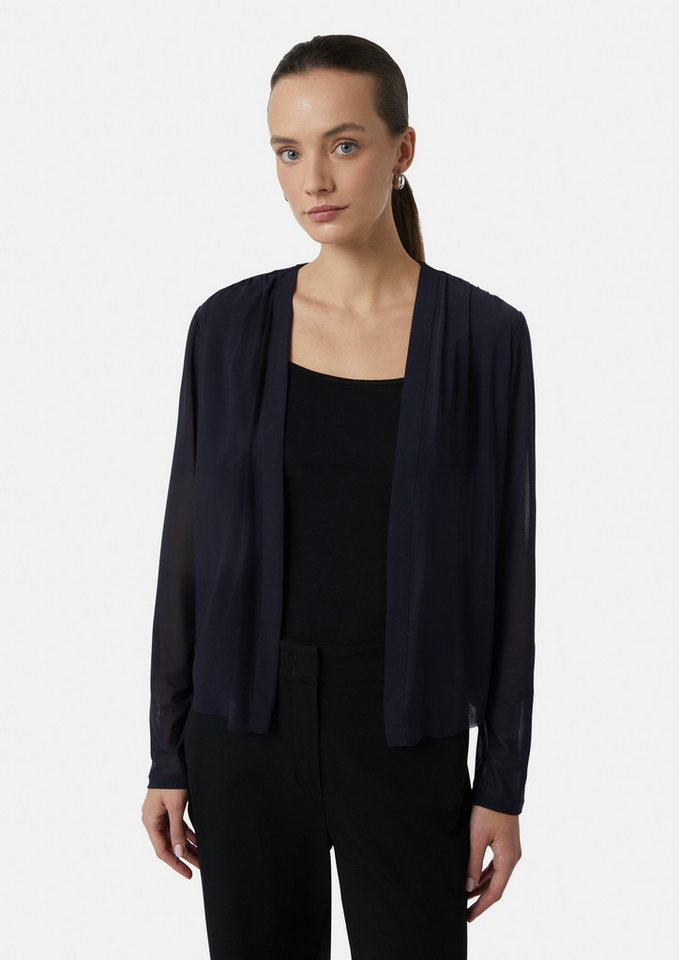 Comma Langarmshirt Leichte Mesh-Jacke mit Raff-Details Raffung von Comma