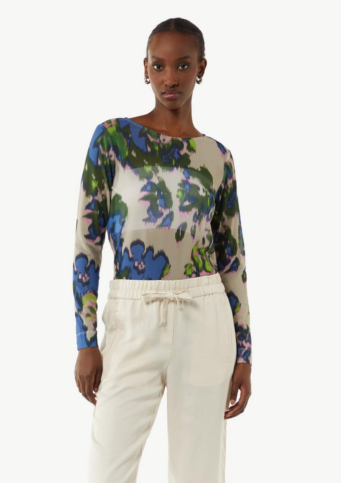 comma Langarmshirt T-Shirt Longsleeve aus Mesh von comma