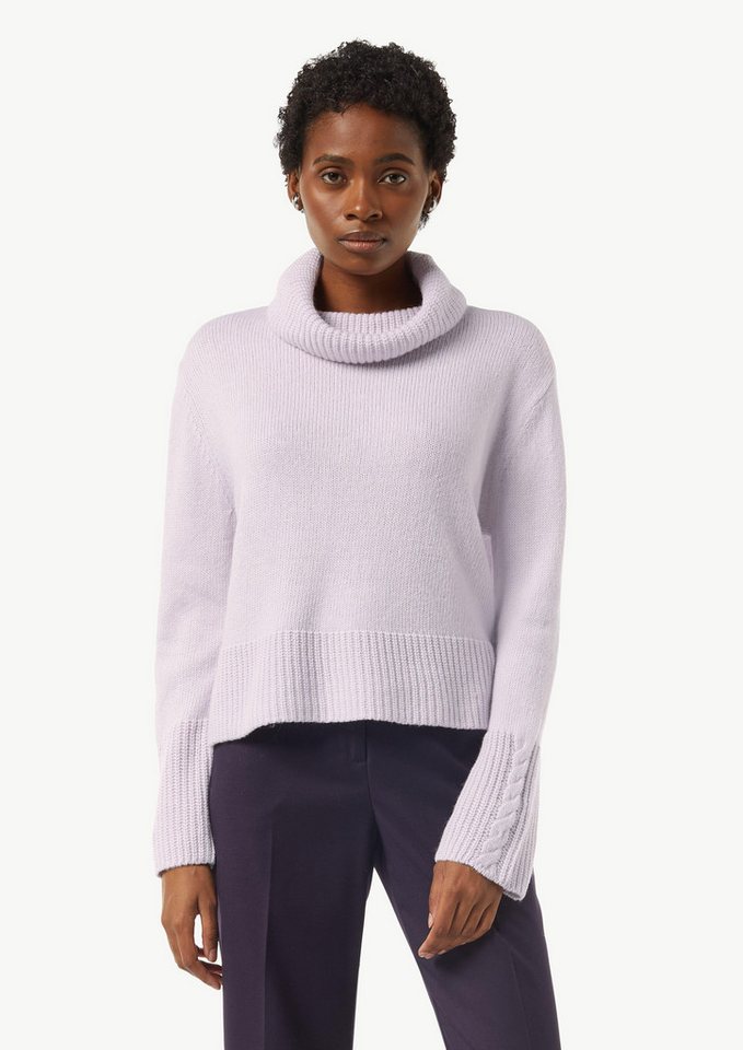 comma Langarmshirt Rollkragenpullover mit Zopfdetail Schmuck-Detail von comma