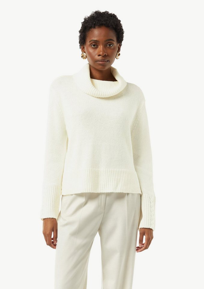 comma Langarmshirt Rollkragenpullover mit Zopfdetail Schmuck-Detail von comma