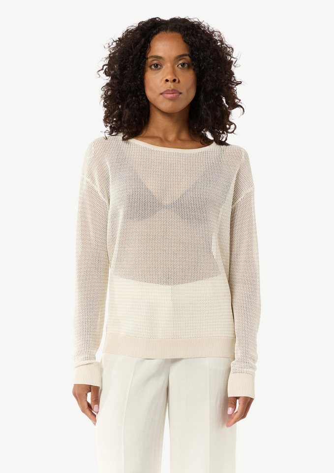 Comma Langarmshirt Semitransparenter Feinstrickpullover im Slim Fit von Comma