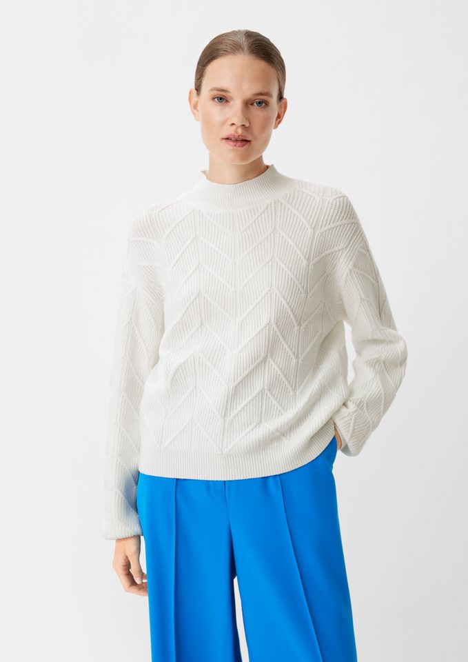 Comma Langarmshirt Softer Pullover mit Strickmuster von Comma