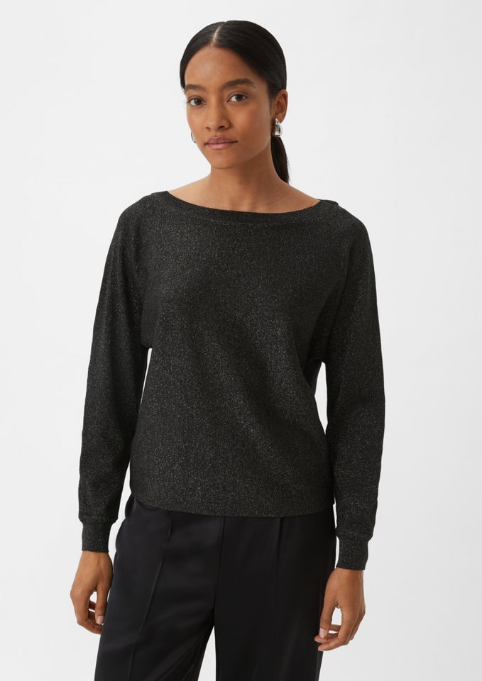 comma Langarmshirt Strickpullover aus Viskosemix Glitzergarn von comma