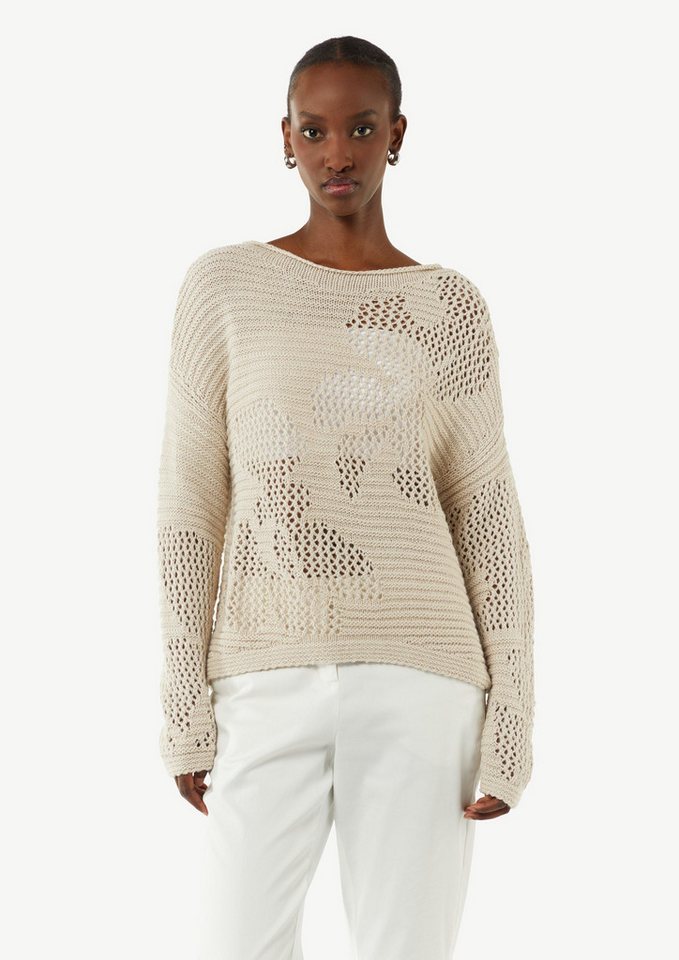 comma Langarmshirt Strickpullover mit Ajourmuster von comma