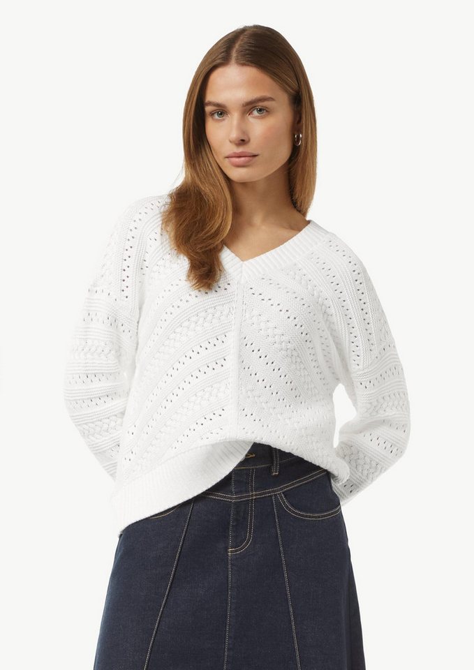 comma Longpullover Strickpullover Strickpullover mit Riegel-Detail von comma