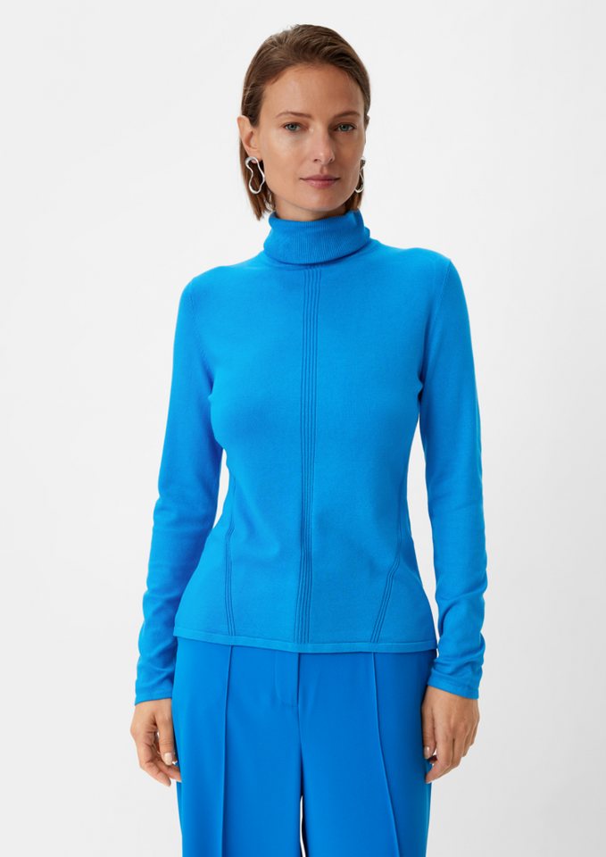 comma Langarmshirt Strickpullover mit Rippdetail von comma