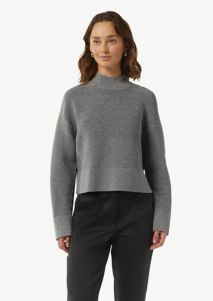 Comma Langarmshirt Strickpullover mit Strukturmuster Seitenschlitz von Comma