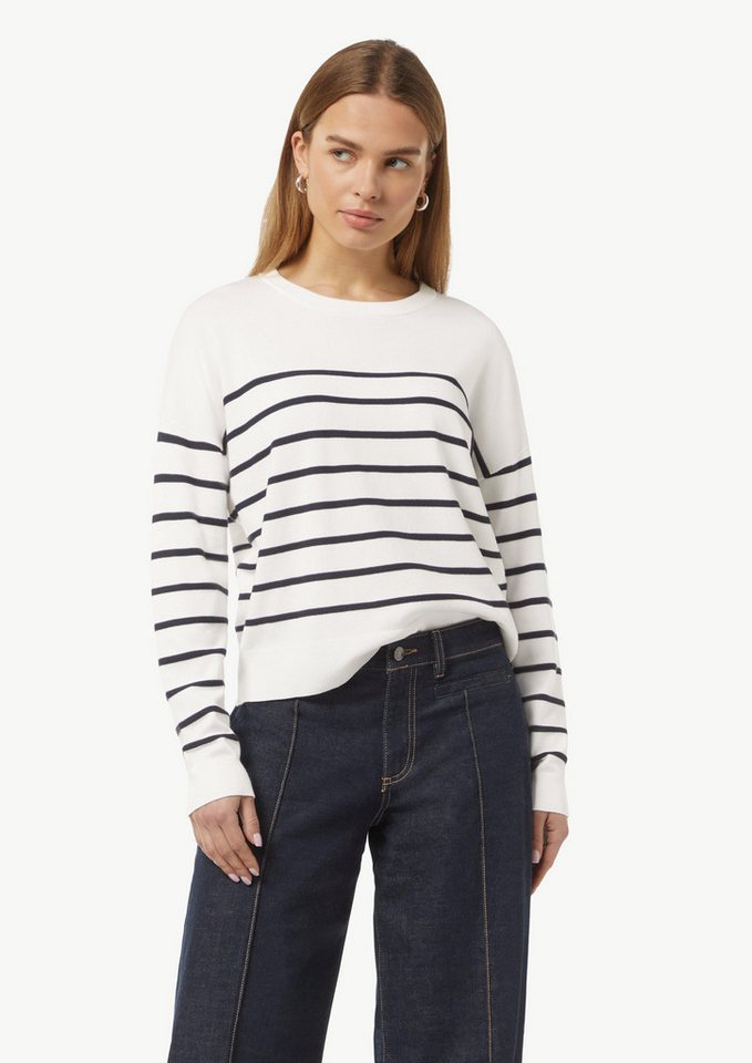 comma Langarmshirt Strickpullover mit Strukturstreifen Rippblende von comma