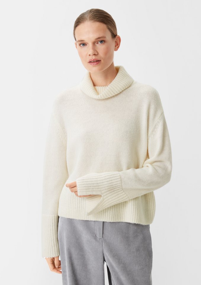 Comma Langarmshirt Strickpullover mit breiter Rippblende von Comma