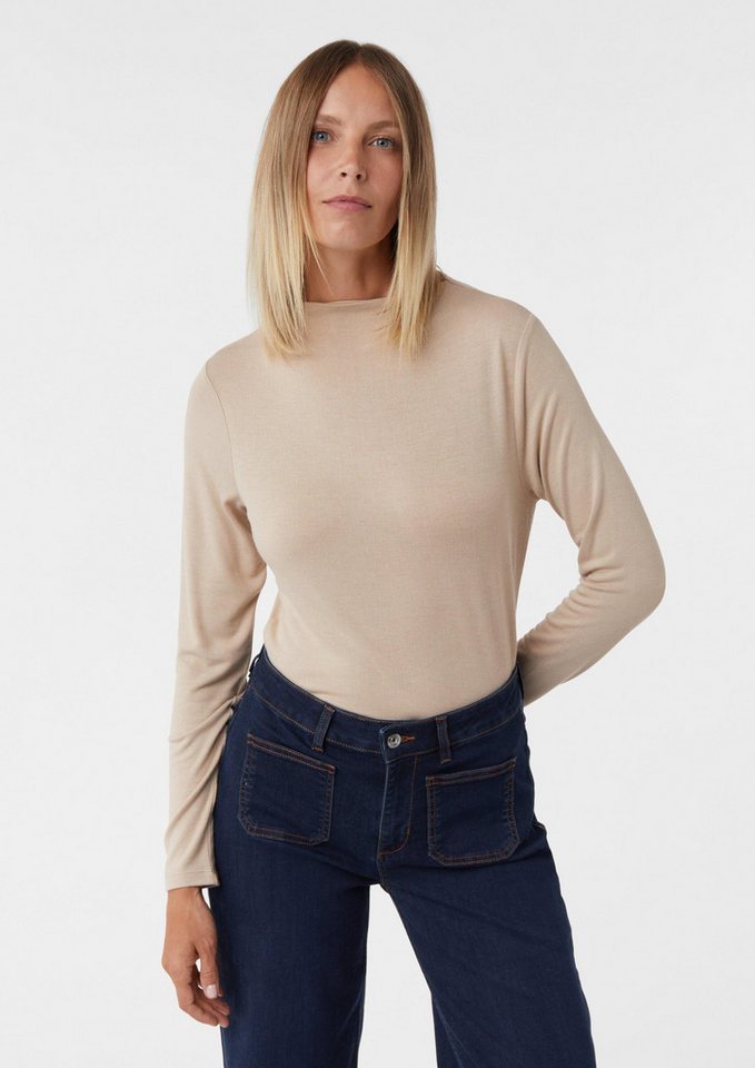 comma Langarmshirt T-Shirt Langarmshirt mit angedeutetem Kragen von comma
