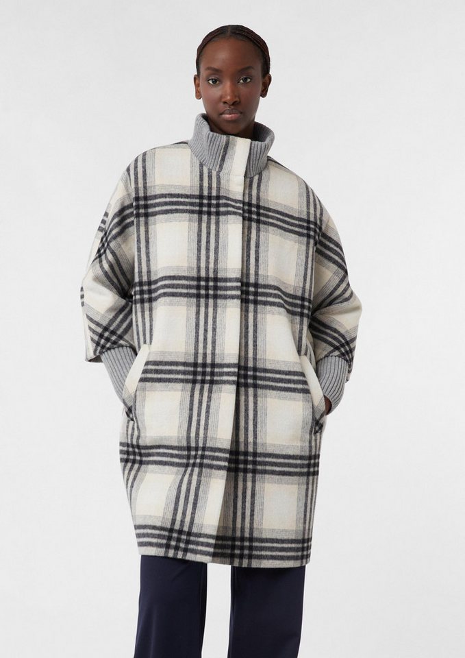 comma Funktionsmantel Outdoor-Mantel Karierter Mantel mit Strick-Details von comma