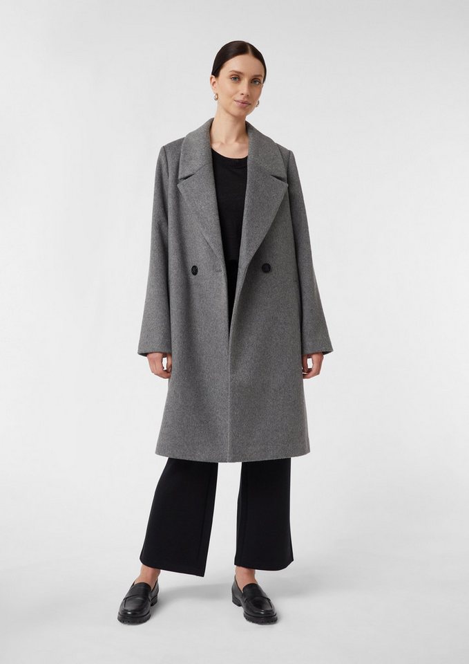 comma Langmantel Zweireihiger Mantel aus Wollmix im Loose Fit von comma