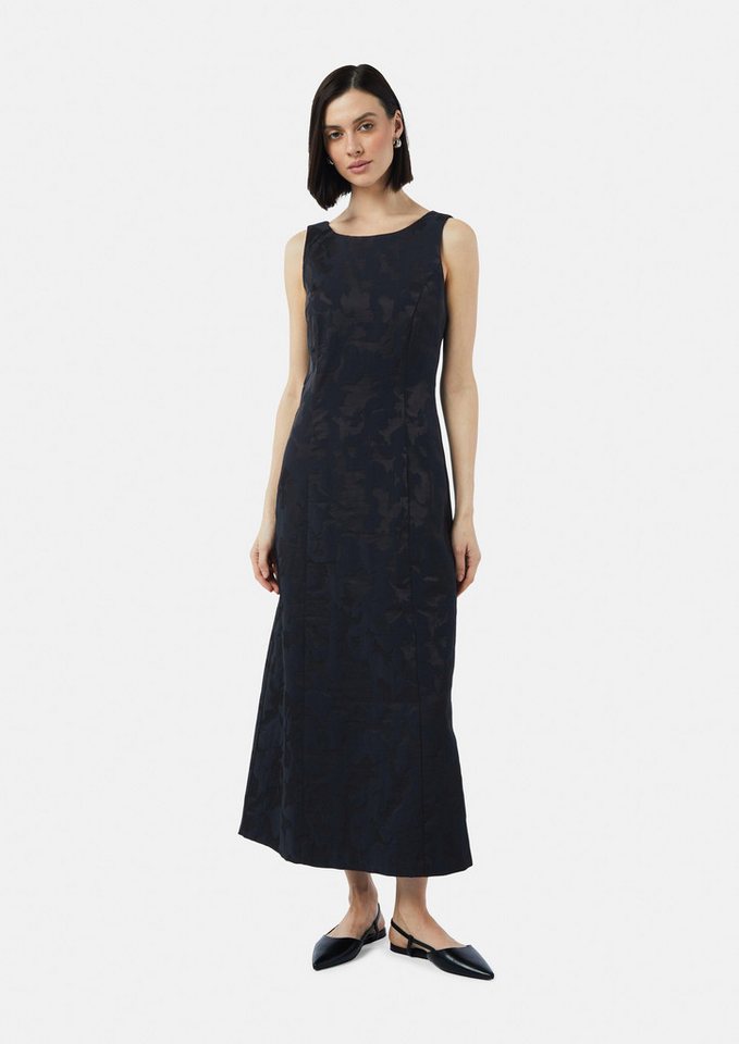 comma Maxikleid Antailliertes Kleid aus Jacquard mit U-Boot-Ausschnitt von comma