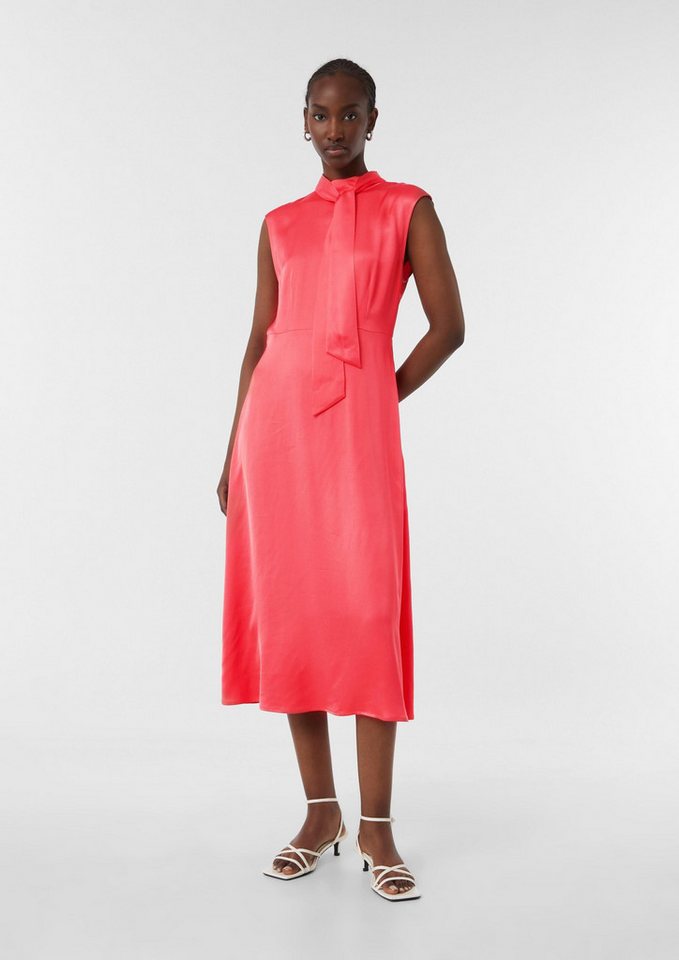 comma Midikleid Kleid Ausgestelltes Satinkleid in Midilänge mit Bindedetail von comma