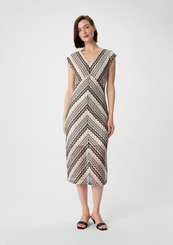 comma Midikleid Kleid Midi-Kleid mit Zick-Zack-Ajourmuster von comma