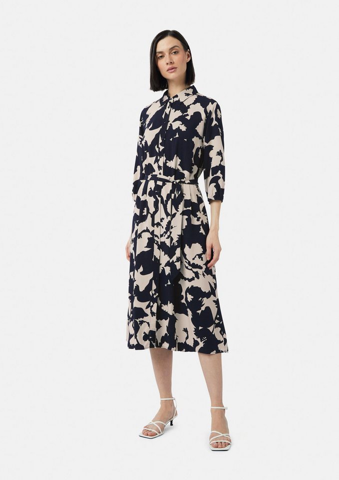 comma Maxikleid Hemdblusenkleid in Midilänge mit Bindegürtel von comma