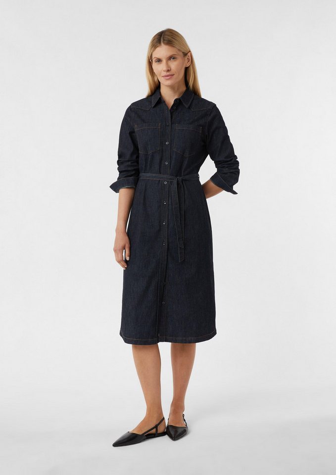 comma Maxikleid Leichtes Denimkleid in Midilänge mit Bindegürtel von comma