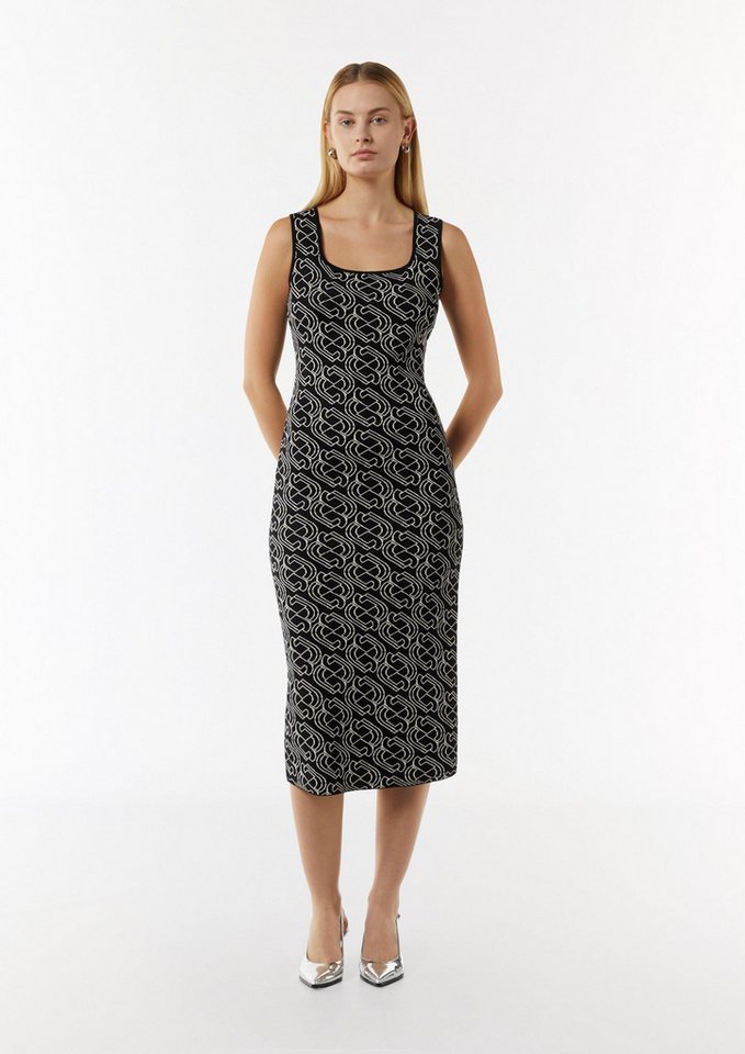 comma Maxikleid Midi-Feinstrickkleid mit grafischem Muster Artwork von comma