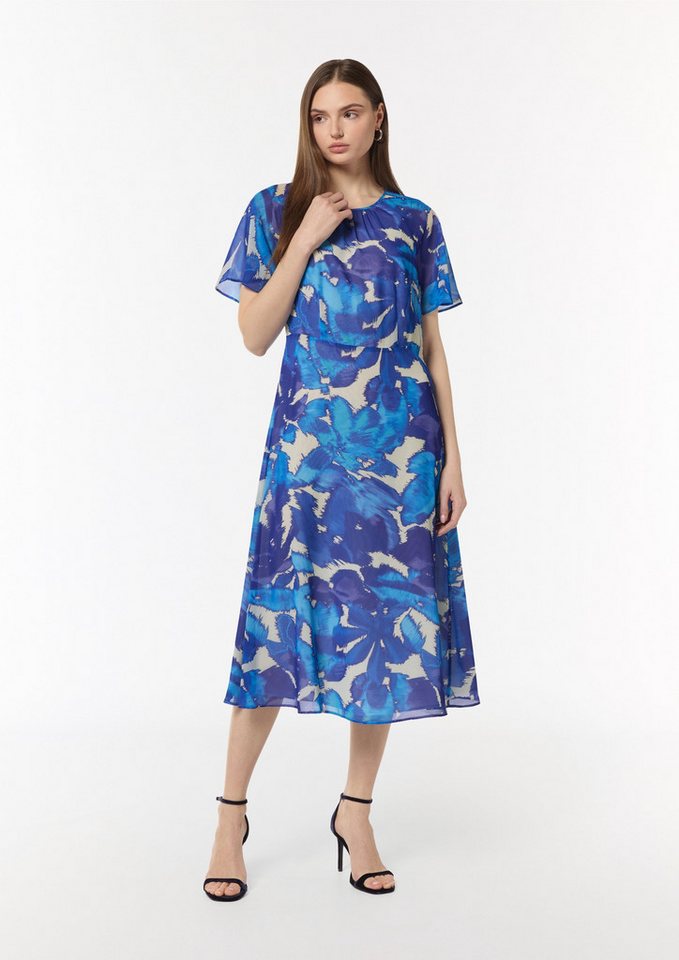 Comma Maxikleid Midi-Kleid aus Webware Raffung von Comma