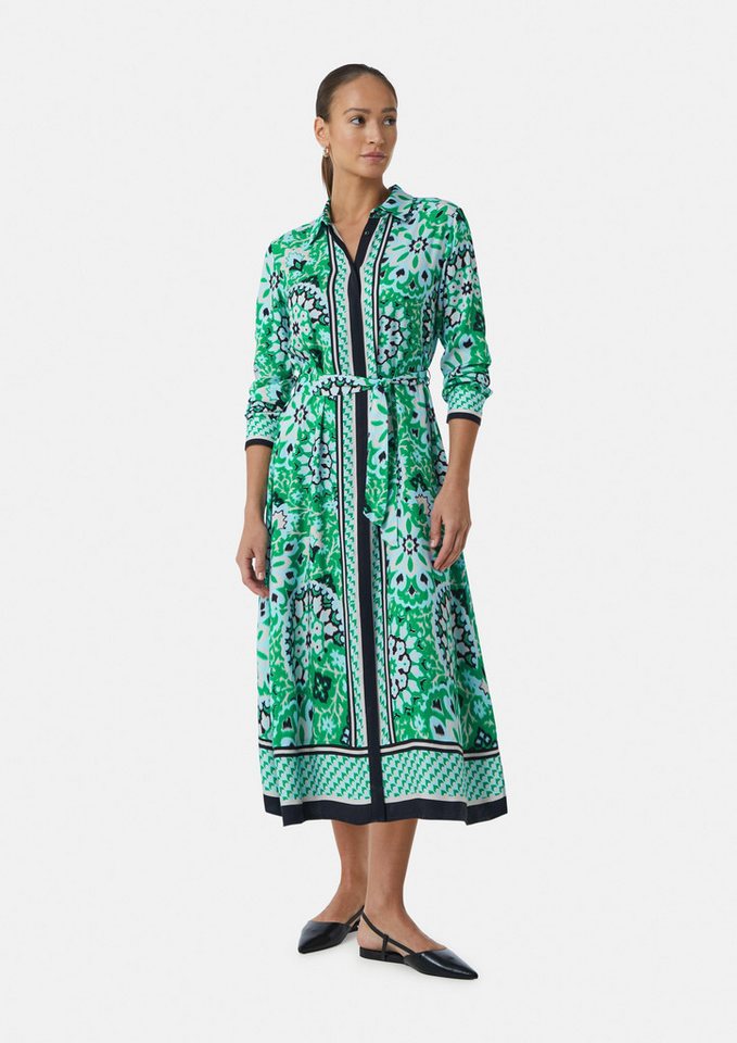 comma Maxikleid Midi-Kleid mit verdeckter Knopfleiste und All-over-Print von comma