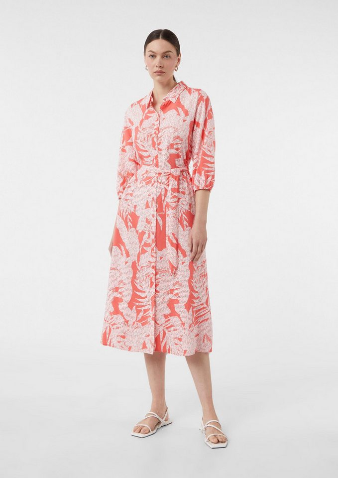 comma Midikleid Kleid Midikleid aus Viskose mit All-over-Print und 3/4-Ärmeln von comma