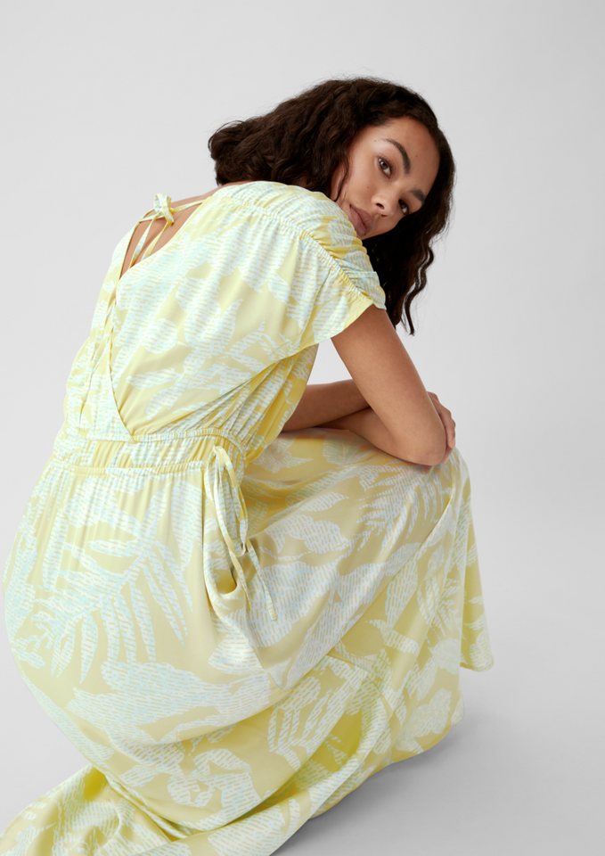 comma Maxikleid Satinkleid mit Raffung Raffung von comma