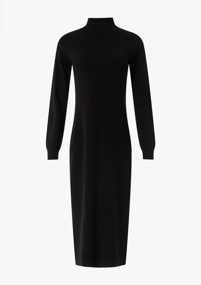 Comma Maxikleid Antalliertes Strickkleid mit Turtleneck und seitlichen Schlitzen Seitenschlitz von Comma