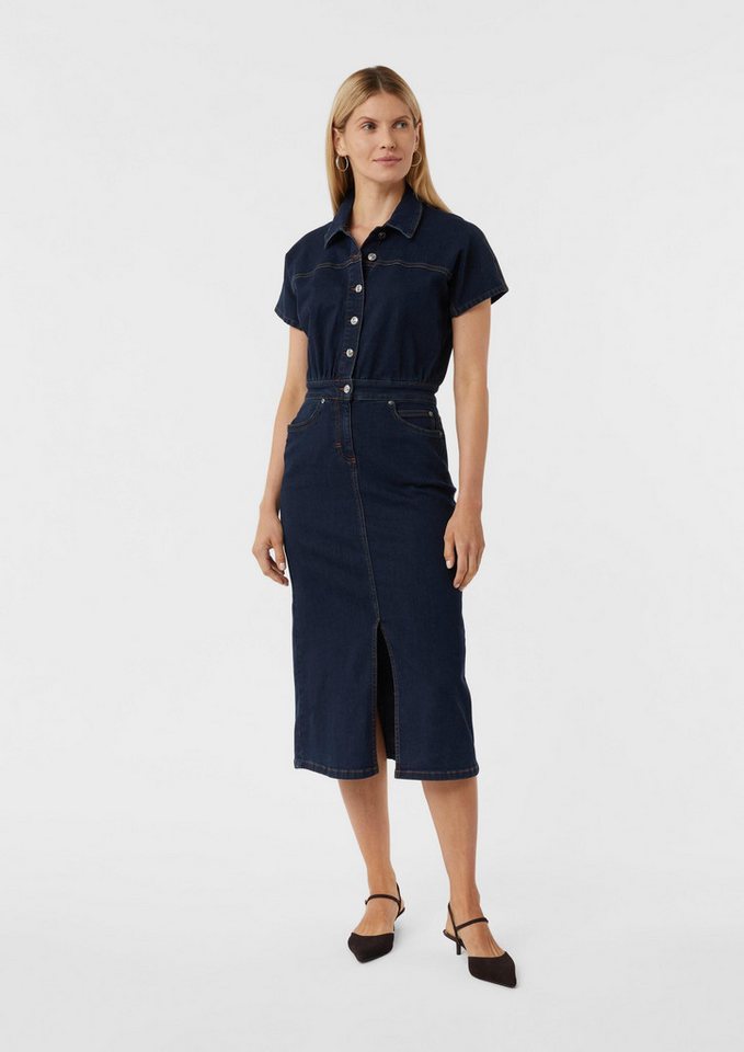 comma Midikleid Kleid Tailliertes Kleid aus elastischem Denim von comma