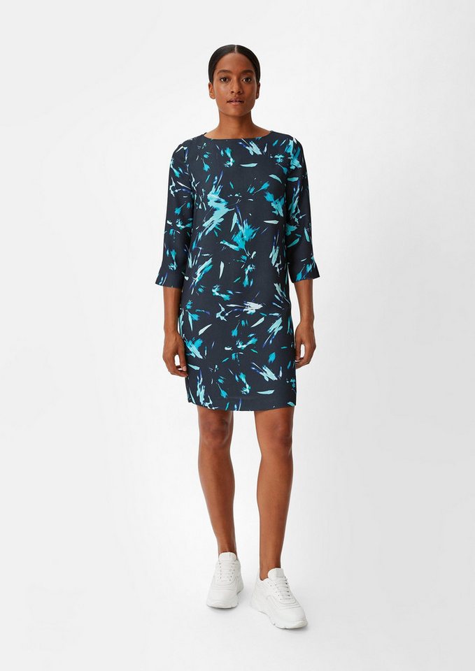 comma Minikleid Crêpe-Kleid mit 3/4-Ärmeln Ziernaht von comma