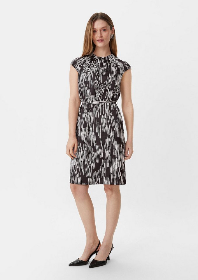 comma Minikleid Gemustertes Satinkleid mit Raffung Raffung von comma