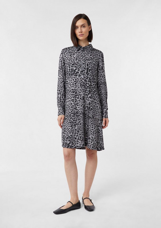 Comma Minikleid Hemdblusenkleid aus Viskose mit Leo-Print von Comma