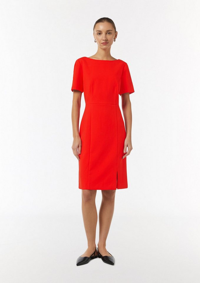 comma Minikleid Kleid mit U-Boot-Ausschnitt und verdecktem Reißverschluss Schlitz von comma