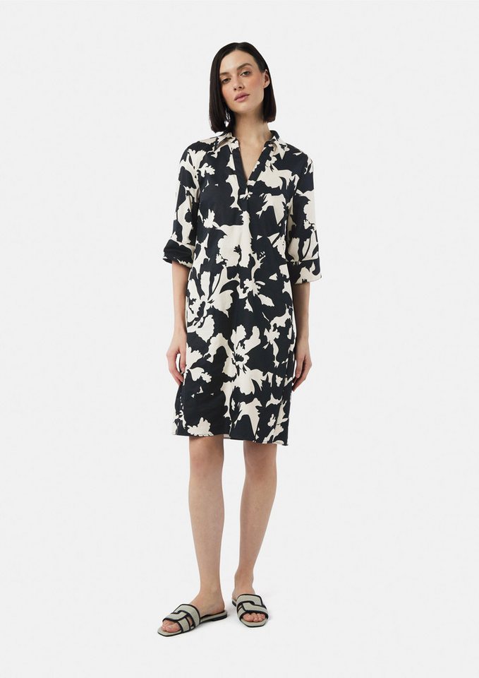 comma Minikleid Kurzes Popeline-Kleid mit Hemdkragen und All-over-Print von comma