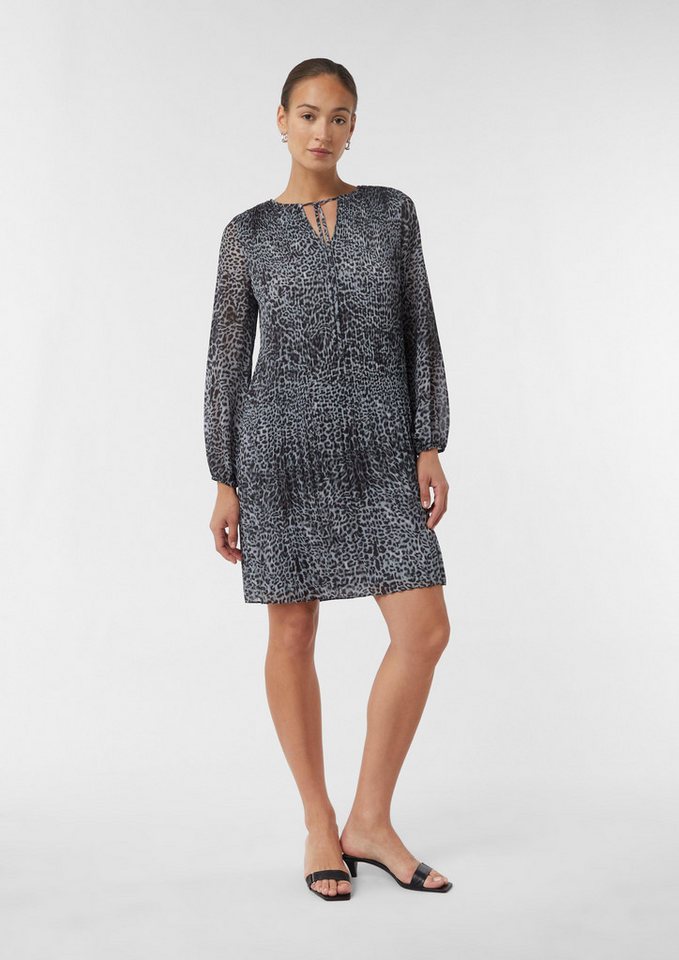 Comma Minikleid Plissiertes Chiffonkleid mit Animalprint von Comma