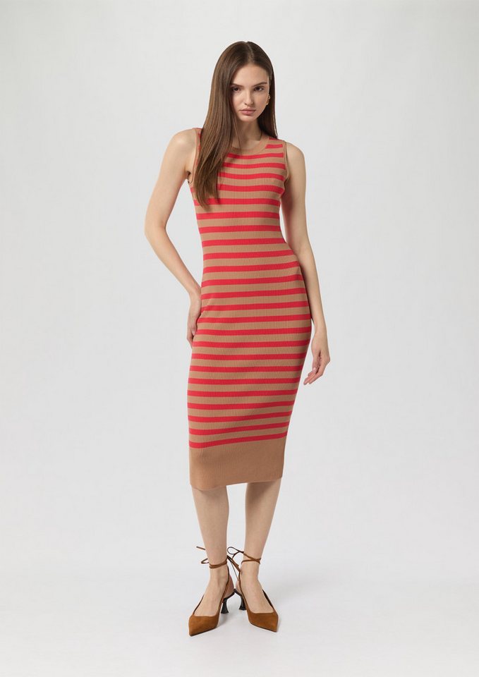 Comma Minikleid Ungefüttertes Feinstrick-Kleid mit Streifen und Rippblende von Comma